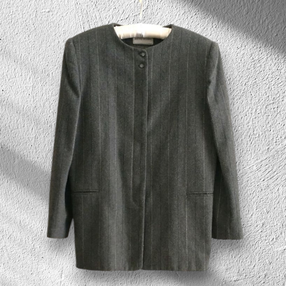 Ashley brooke Women's Gray Wool Pinstripe Jacket